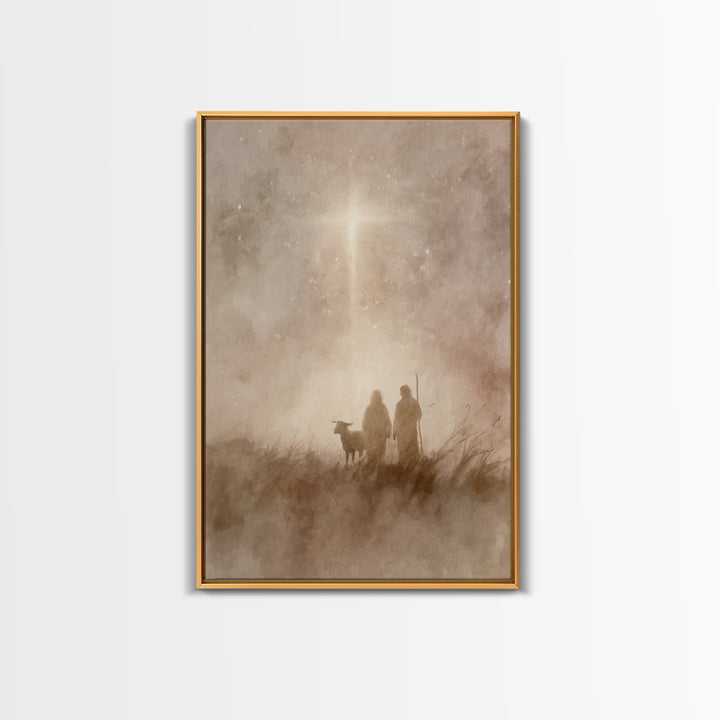 Shepherds At Dawn – Framed Canvas Print – Christian Art Canvas – Christian Christmas Art – Christian Art – Christian Wall Art – Christmas A