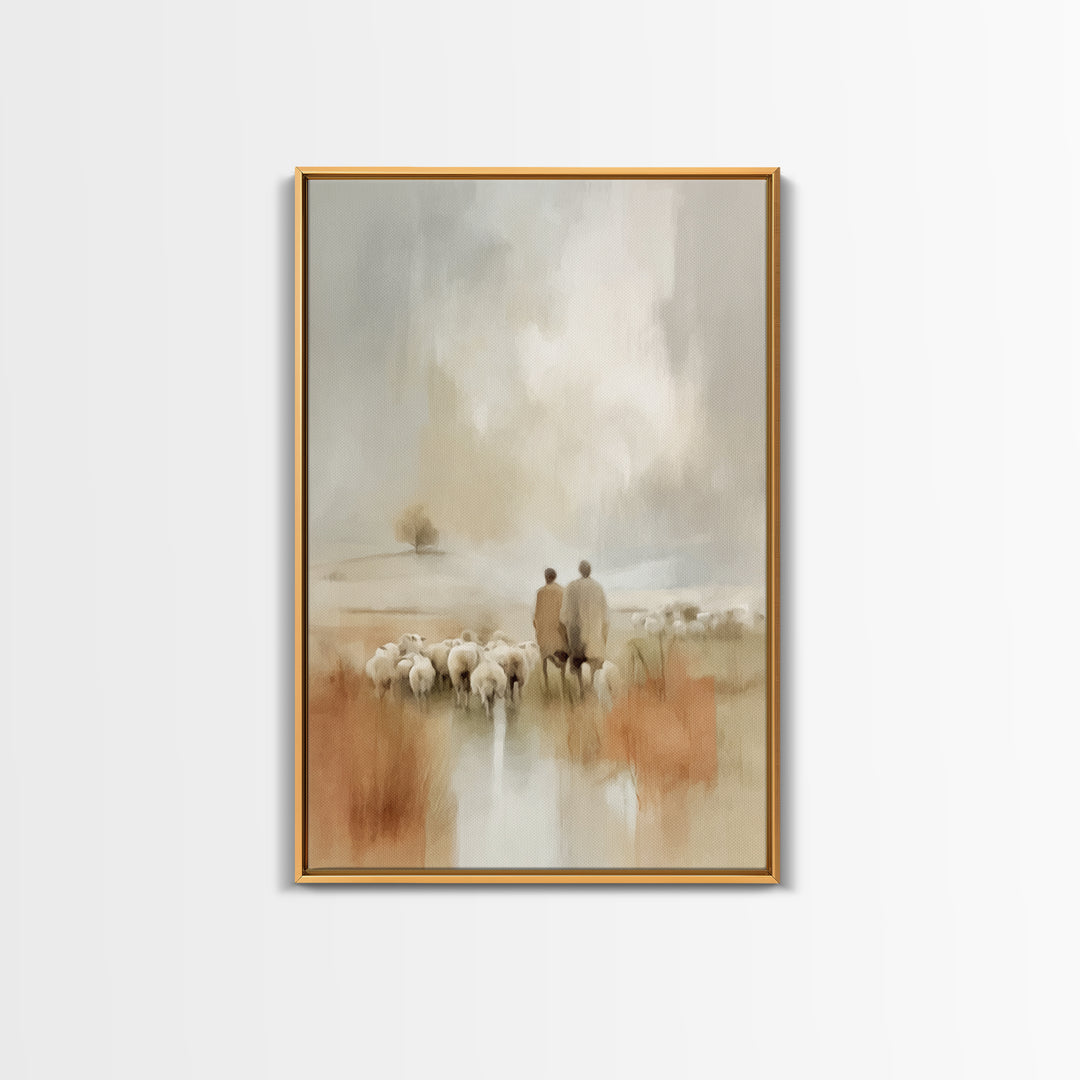 Pasture of Promise – Framed Canvas Print – Christian Wall Art – Christian Art Canvas – Christmas Art – Christian Christmas Decor – Christia