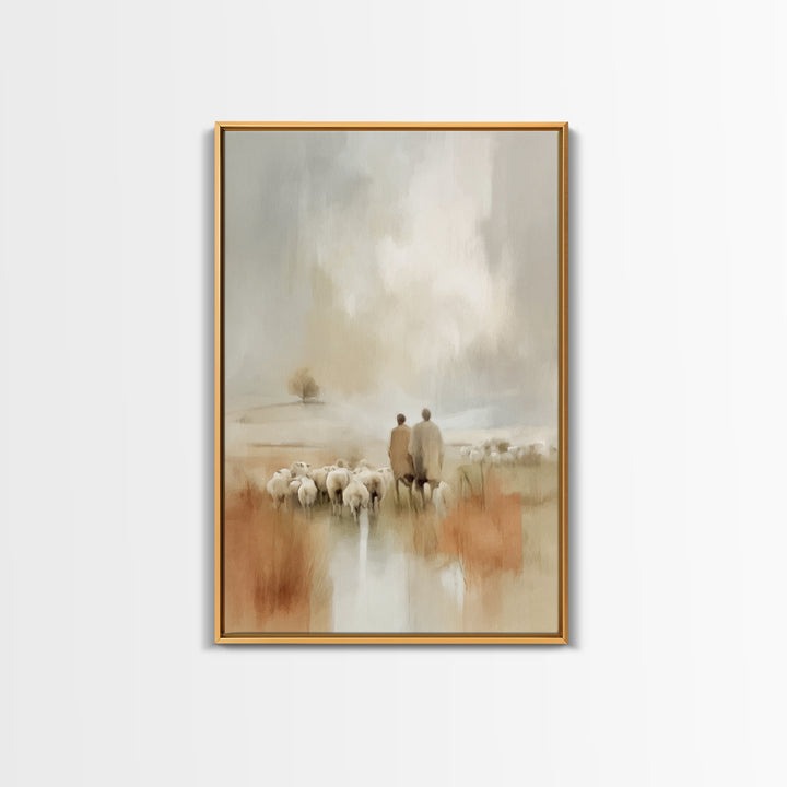 Pasture of Promise – Framed Canvas Print – Christian Wall Art – Christian Art Canvas – Christmas Art – Christian Christmas Decor – Christia