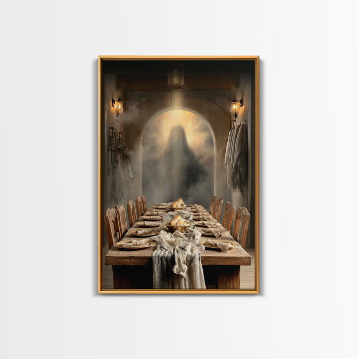 Eternal Supper Blue, Framed Canvas Print, Christian Wall Art, Christian Art Canvas, Modern Christian Art, Jesus Painting, Christian Gift, C