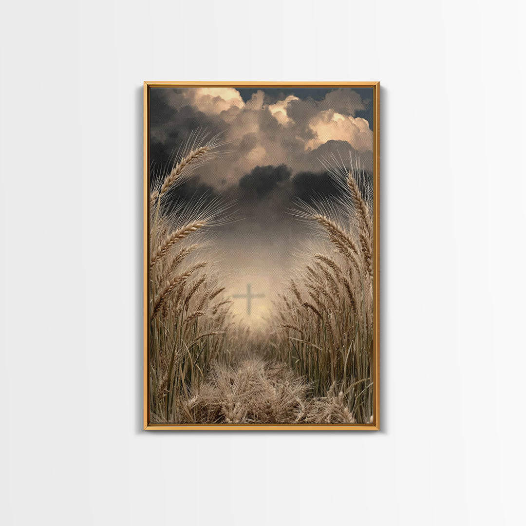 Stormlit Harvest | Framed Canvas Print | Christian Wall Art | Christian Art Canvas | Moody Christian Art | Christian Gift | Christian Paint