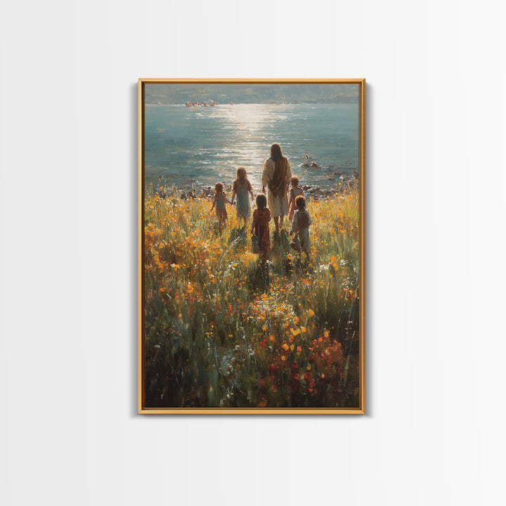 Light Of The Shore – Framed Canvas Print – Jesus Painting – Christian Wall Art – Large Christian Art – Christian Art Canvas – Christian Chr