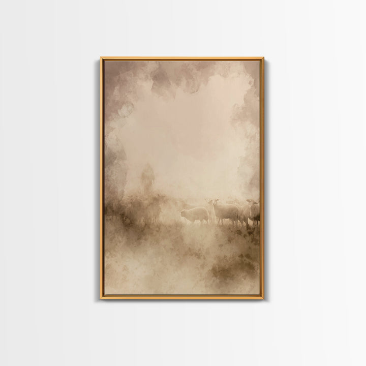 Pasture Morning – Framed Canvas Print – Christian Painting – Jesus Painting – Christian Wall Art – Christian Art Canvas – Moody Christian A