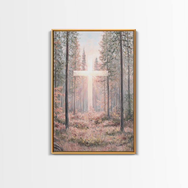 Glory In The Pines – Framed Canvas Print – Christian Art Canvas – Christian Wall Art – Christian Painting – Modern Christian Art – Christia