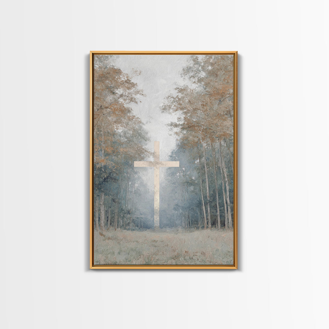 Stillness Of The Cross – Framed Canvas Print – Christian Painting – Christian Art Canvas – Christian Wall Art – Subtle Christian Art – Chri