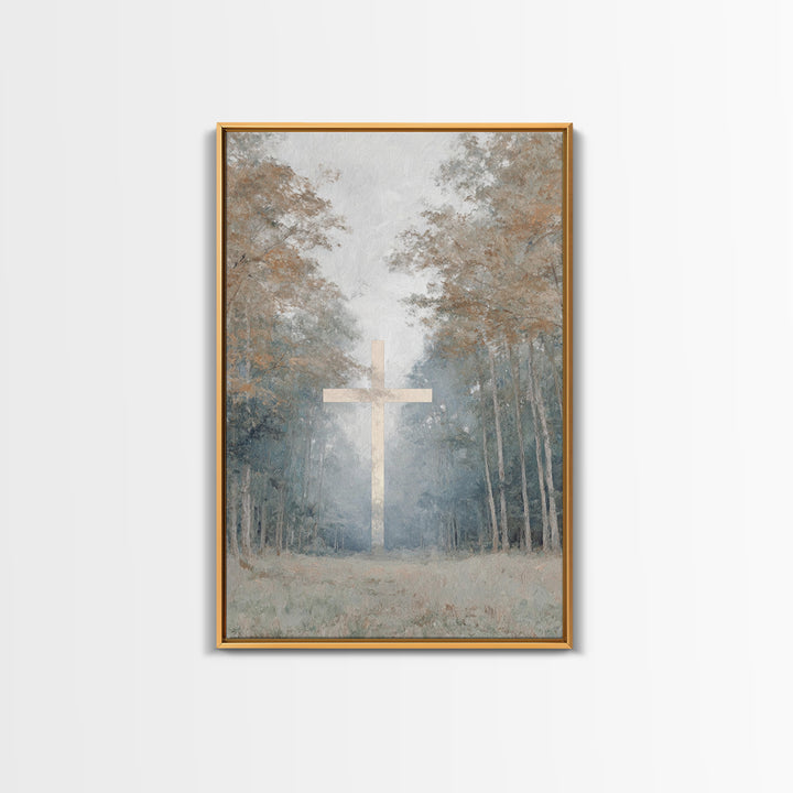 Stillness Of The Cross – Framed Canvas Print – Christian Painting – Christian Art Canvas – Christian Wall Art – Subtle Christian Art – Chri