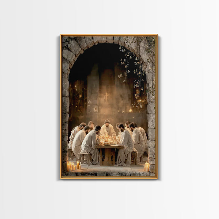 Sacred Table – Framed Canvas Print – Christian Art Canvas – Christian Wall Art – Jesus Painting – Christian Christmas Art – Vintage Christi