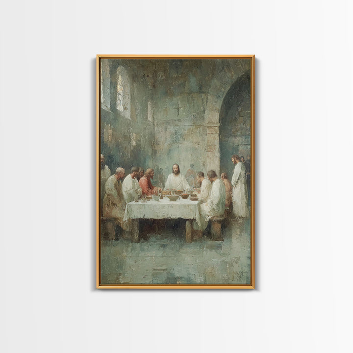 Table Of Fellowship – Framed Canvas Print – Christian Wall Art – Subtle Christian Art – Jesus Painting – Christian Art Canvas – Vintage Chr