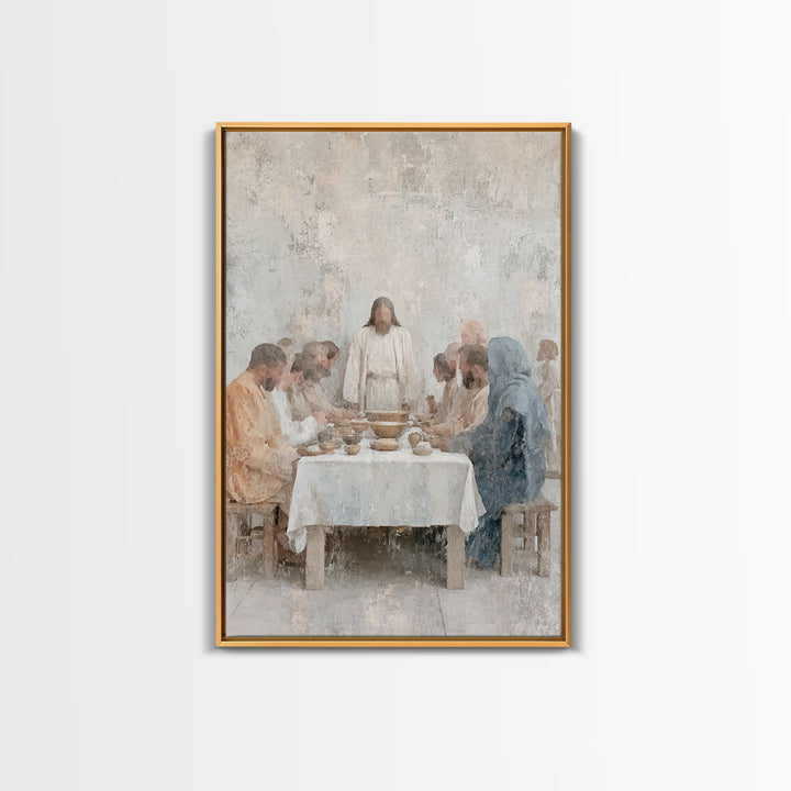 Quiet Supper – Framed Canvas Print – Christian Wall Art – Christian Art Canvas – Subtle Christian Art – Jesus Painting – Christian Art Work