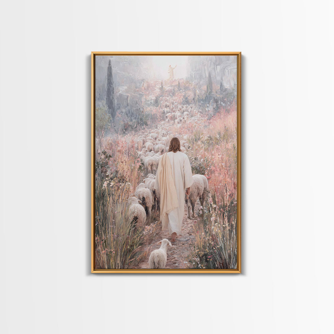 Path Of Mercy – Framed Canvas Print – Christian Wall Art – Jesus Painting – Christian Art Canvas – Pastoral Scenery – Christian Christmas A