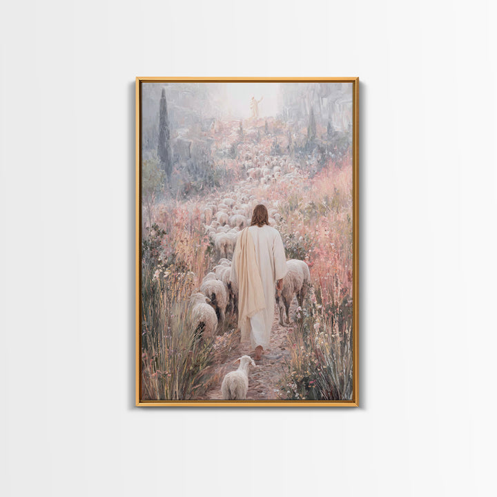 Path Of Mercy – Framed Canvas Print – Christian Wall Art – Jesus Painting – Christian Art Canvas – Pastoral Scenery – Christian Christmas A