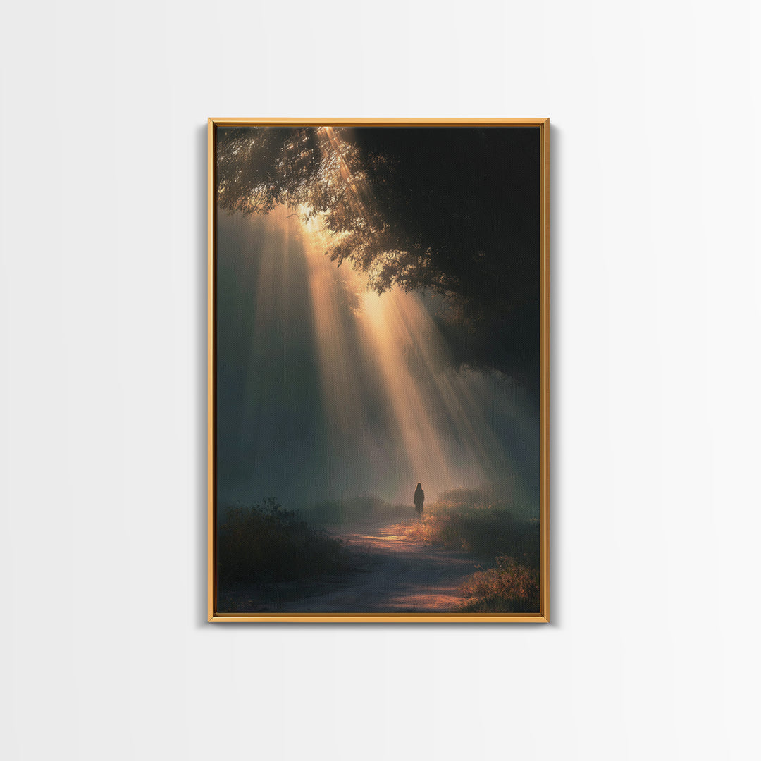Dawn Journey – Framed Canvas Print – Christian Wall Art – Jesus Painting – Christian Art Canvas – Moody Christian Art – Christian Decor