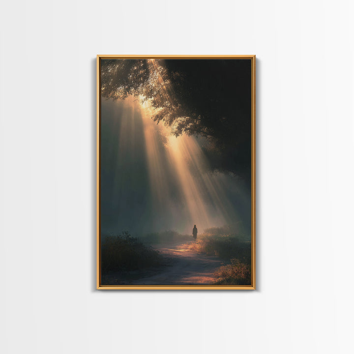 Dawn Journey – Framed Canvas Print – Christian Wall Art – Jesus Painting – Christian Art Canvas – Moody Christian Art – Christian Decor