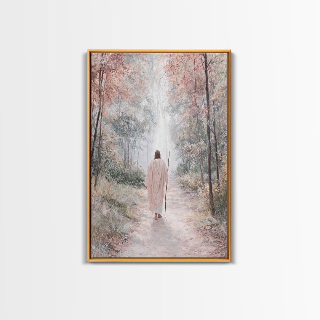 Radiant Forest Path – Framed Canvas Print – Christian Wall Art – Jesus Painting – Christian Art Canvas – Subtle Christian Art – Christmas A