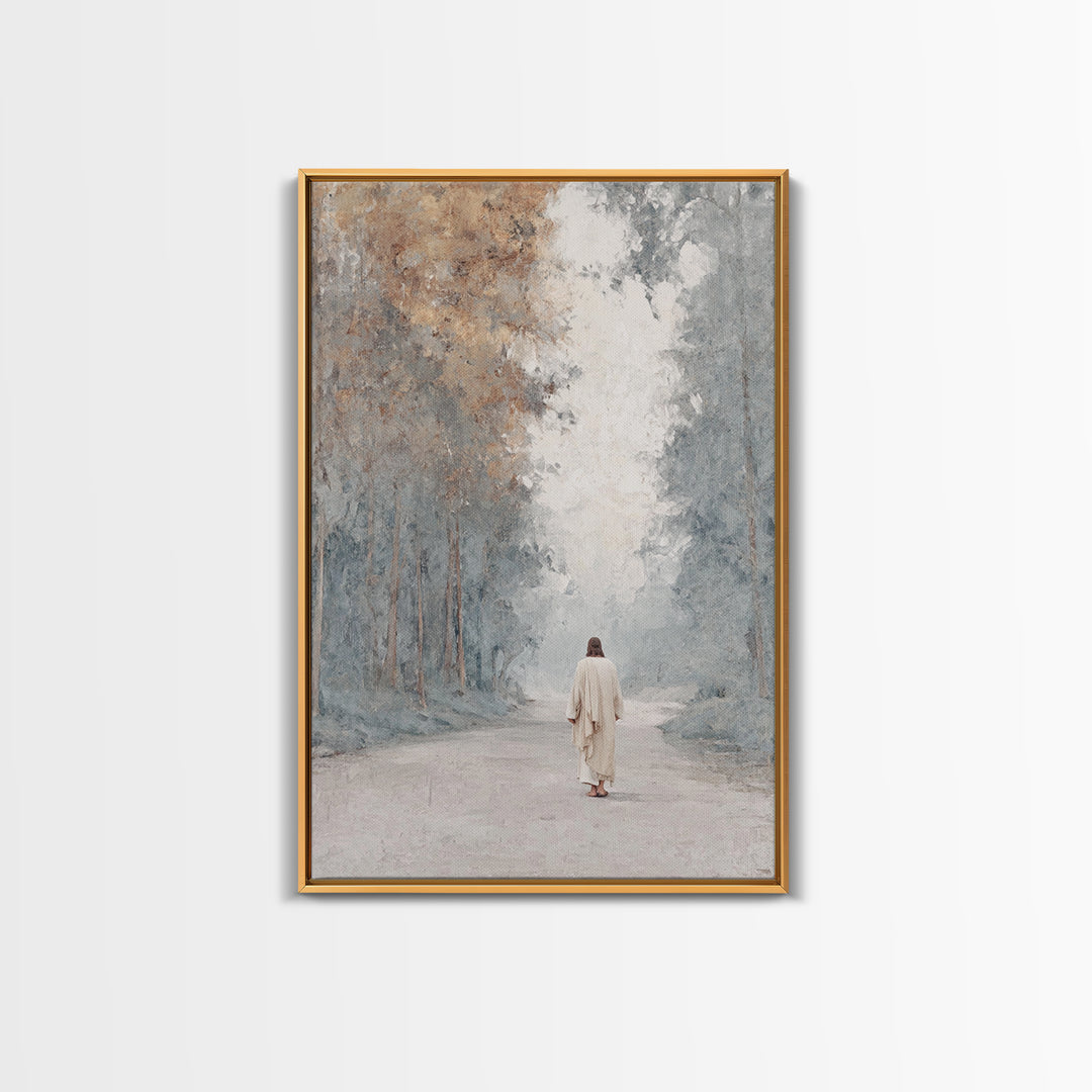 Peaceful Journey – Framed Canvas Print – Christian Wall Art – Christian Art Print – Jesus Painting – Minimalist Christian Art – Christmas D