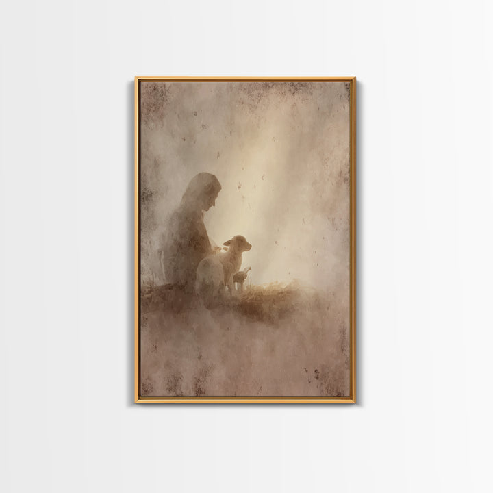 Gentle Guardian – Framed Canvas Print – Christian Art Canvas – Christian Wall Art – Christmas Art – Subtle Christian Art – Christian Decor