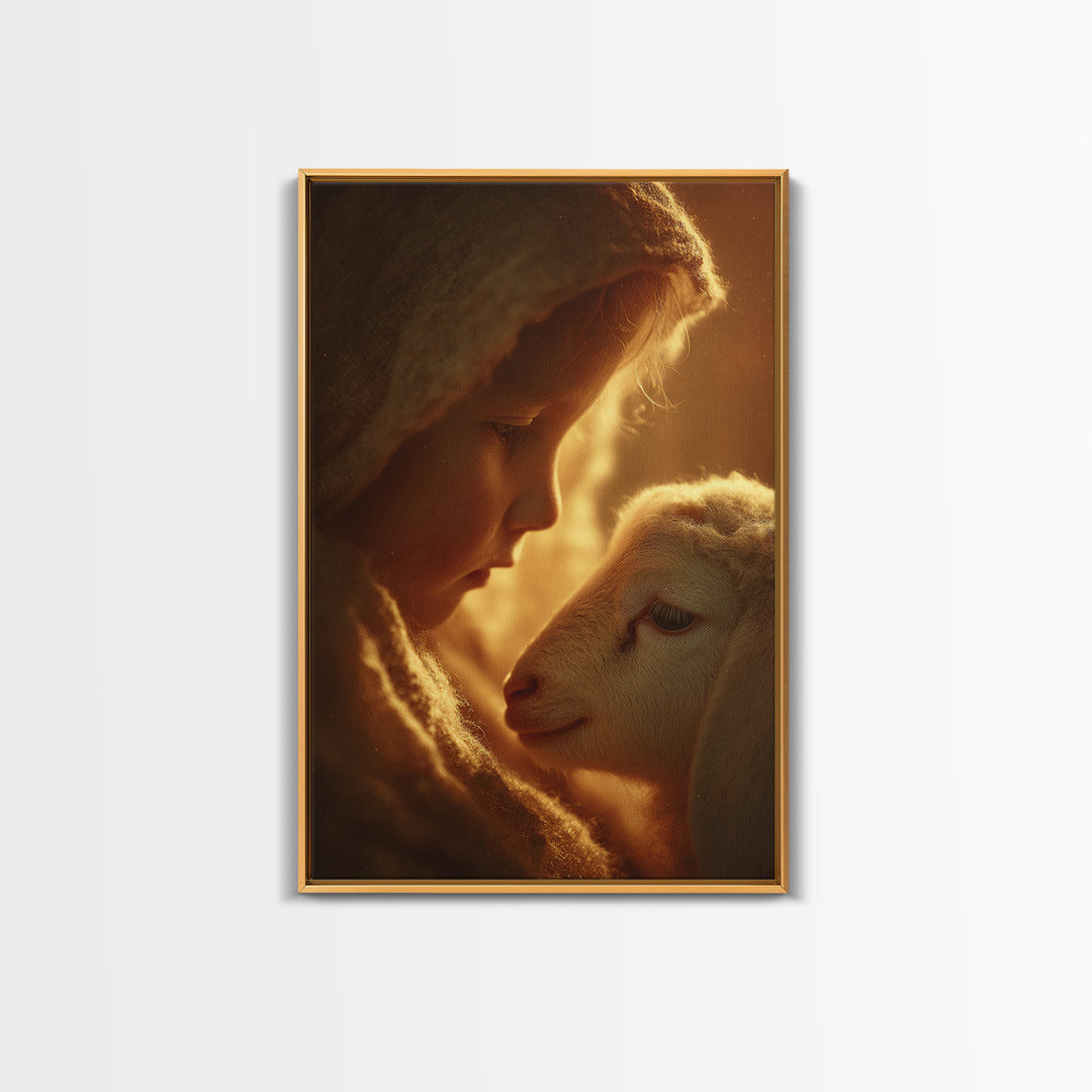 Warm Compassion – Framed Canvas Print – Christian Wall Art – Christian Art Canvas – Christian Art Print – Christmas Art – Christian Gift