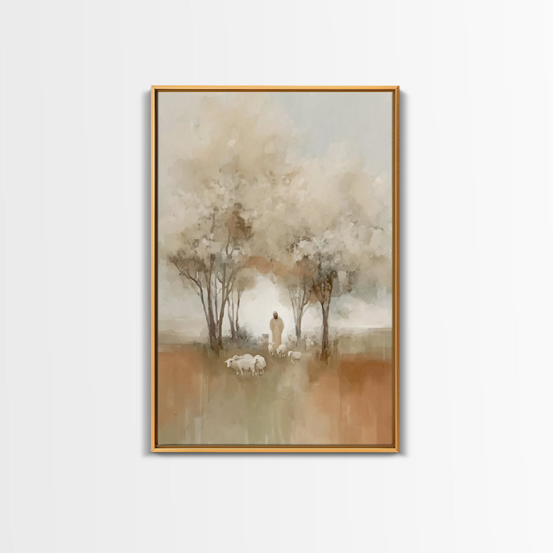 Blooming Shepherd Path | Framed Canvas Print | Christian Art Canvas | Christian Wall Art | Christian Art Gift | Jesus Painting | Subtle Chr