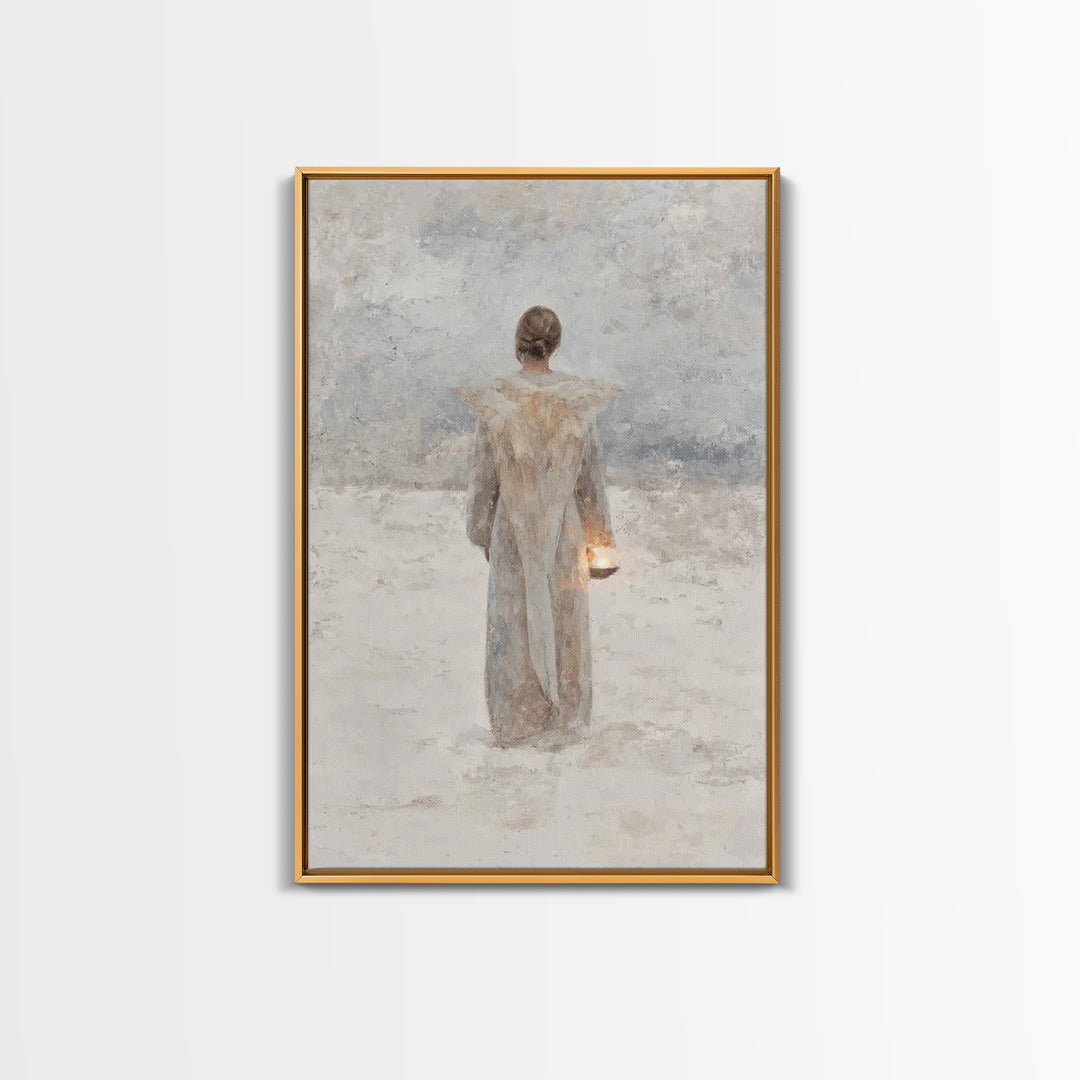 Guardian Of Stillness – Framed Canvas Print – Minimalist Christian Art – Christian Wall Art – Subtle Christian Art – Christian Art Canvas –