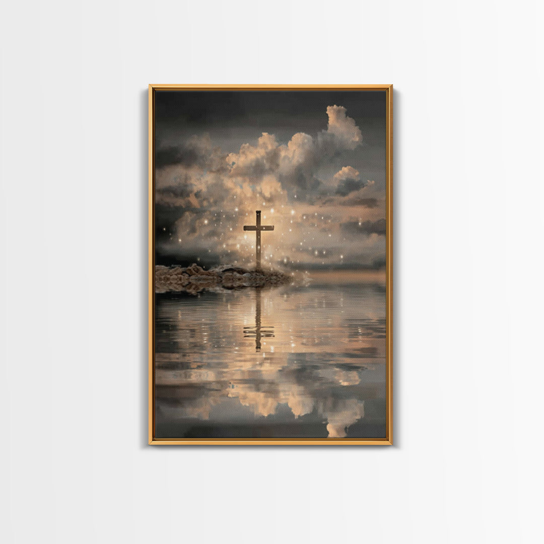 Dawn Of The Cross – Framed Canvas Print – Christian Art Canvas – Minimalist Christian Art – Christian Wall Art – Christian Decor – Subtle C