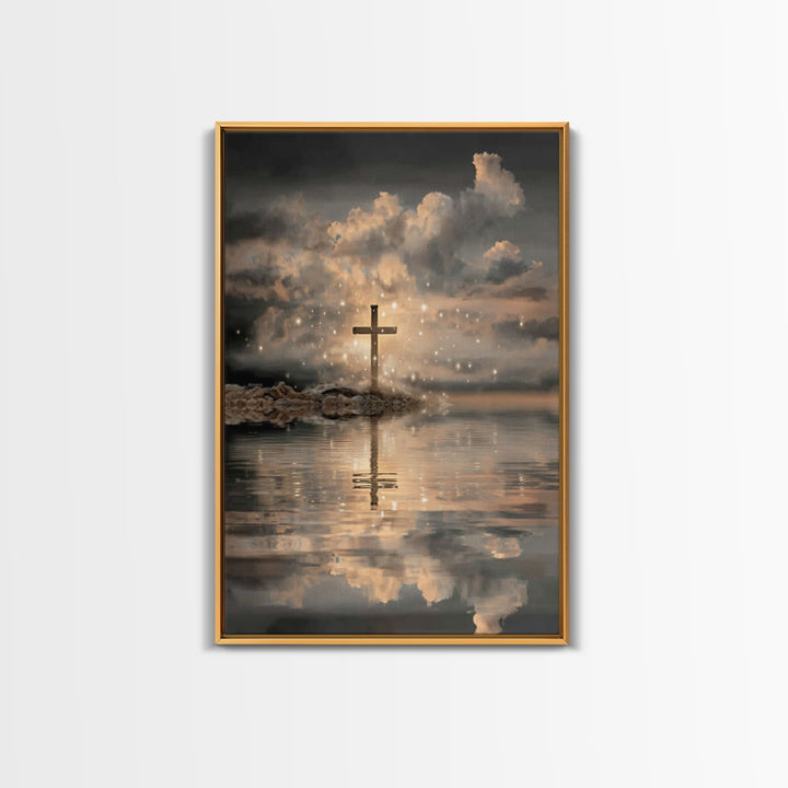 Dawn Of The Cross – Framed Canvas Print – Christian Art Canvas – Minimalist Christian Art – Christian Wall Art – Christian Decor – Subtle C