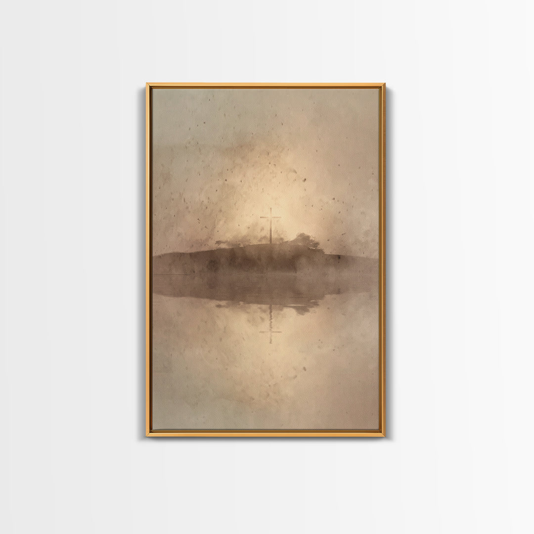 Eternal Crosslight – Framed Canvas Print – Christian Wall Art – Christian Art Canvas – Moody Christian Art – Vintage Christian Art – Christ