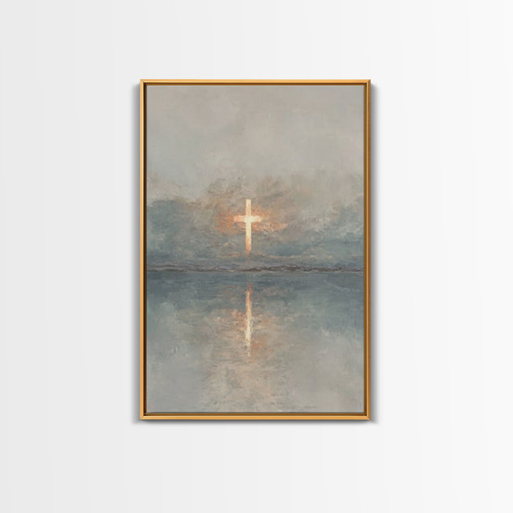Radiant Cross Sky – Framed Canvas Print – Christian Wall Art – Christian Art Canvas – Minimalist Christian Art – Subtle Christian Art – Chr