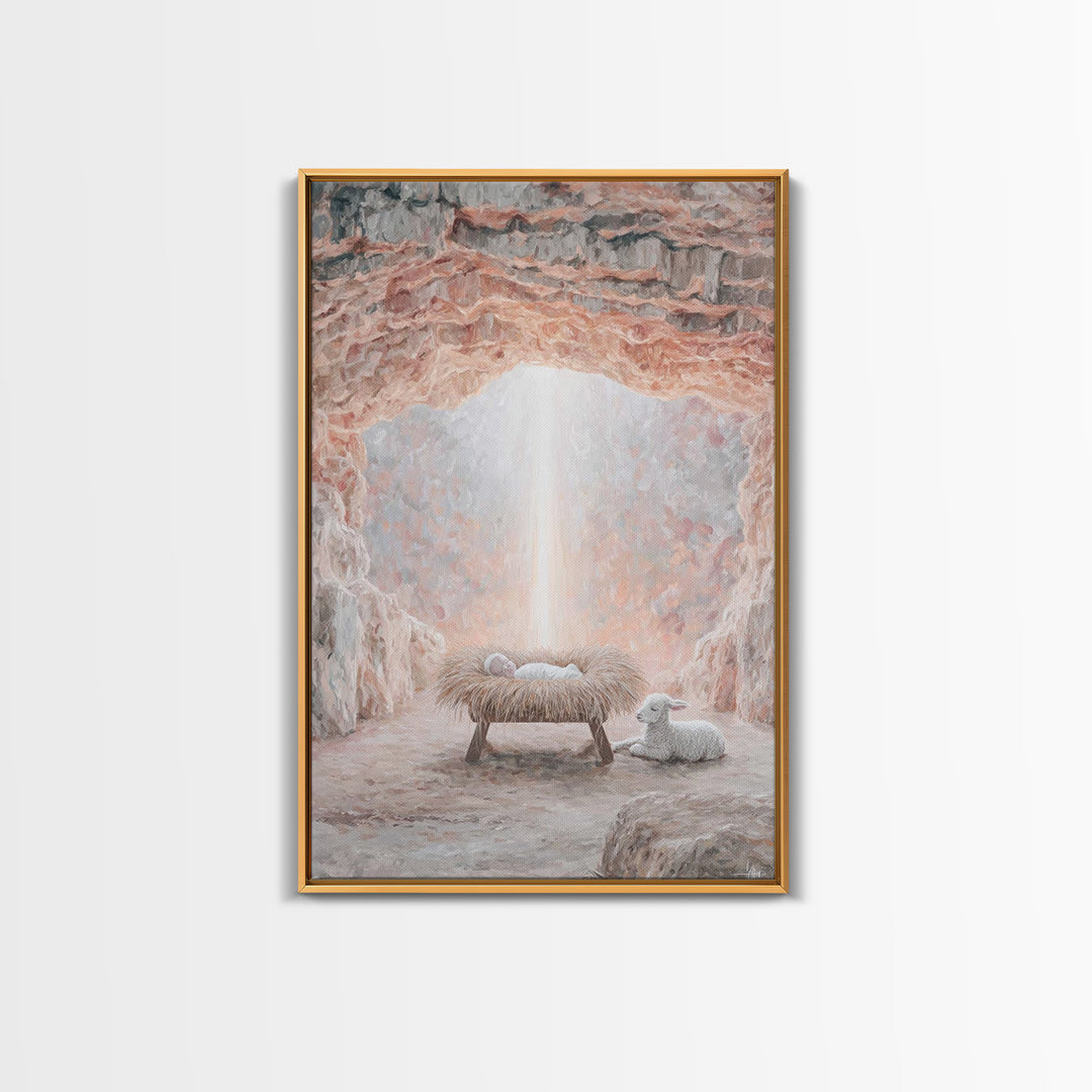 Manger Of Glory – Framed Canvas Print – Christian Christmas Art – Christian Wall Art – Christian Art Canvas – Birth Of Jesus Painting – Chr