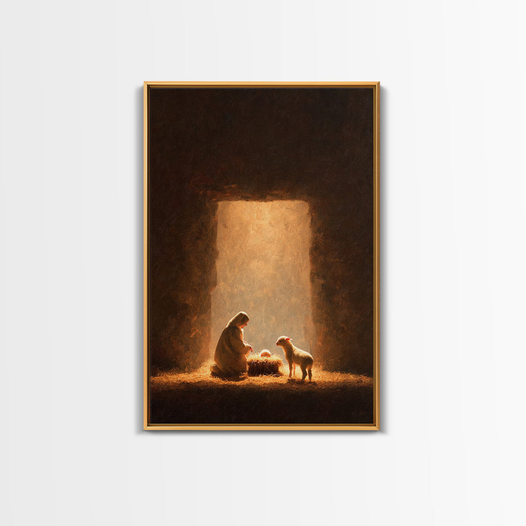 Humble Nativity – Framed Canvas Print – Christian Art Canvas – Christian Wall Art – Christmas Art – Christian Christmas Art – Christian Dec