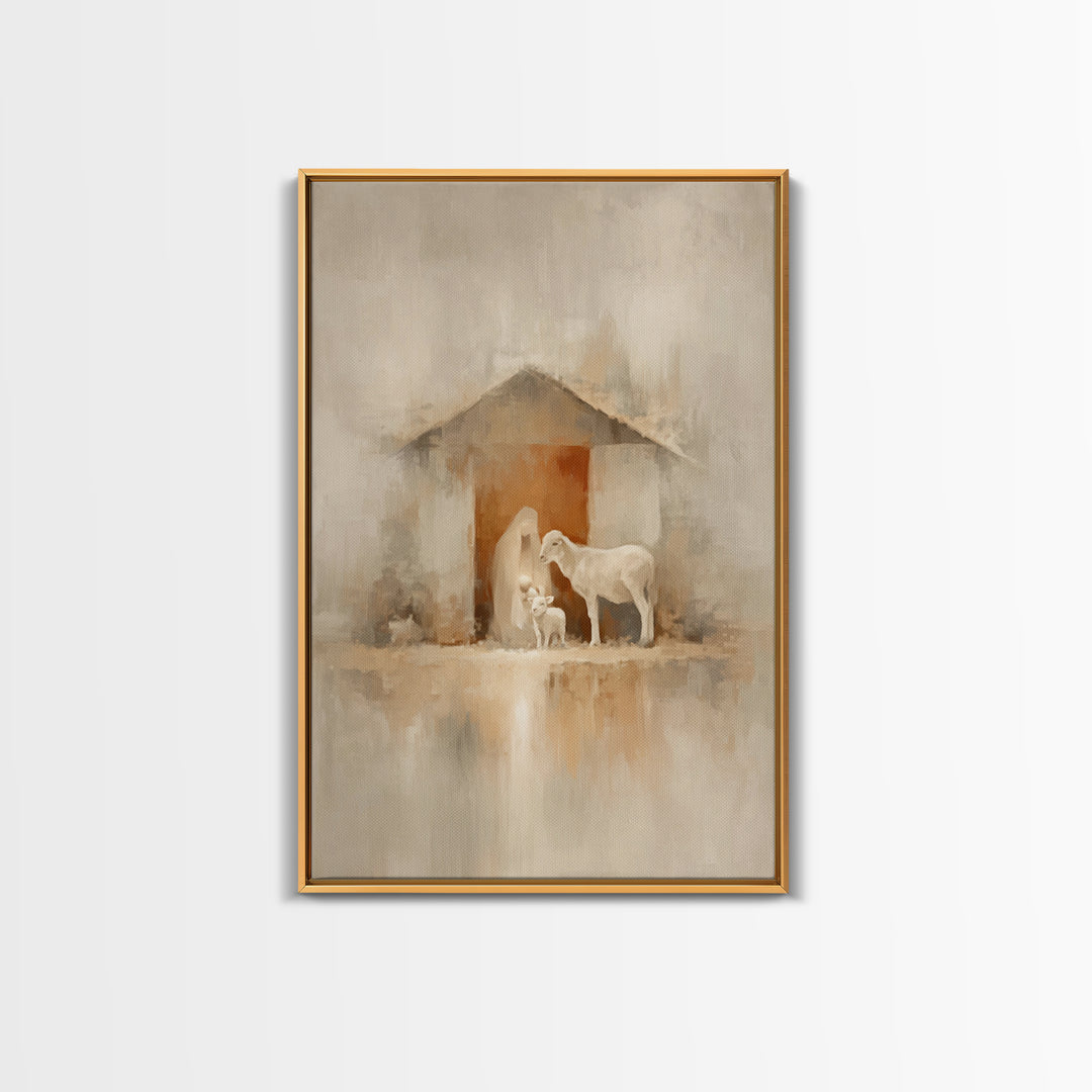 Humble Stable Grace | Framed Canvas Print | Christian Christmas Art | Christian Wall Art | Jesus Christmas Art | Christian Art Canvas