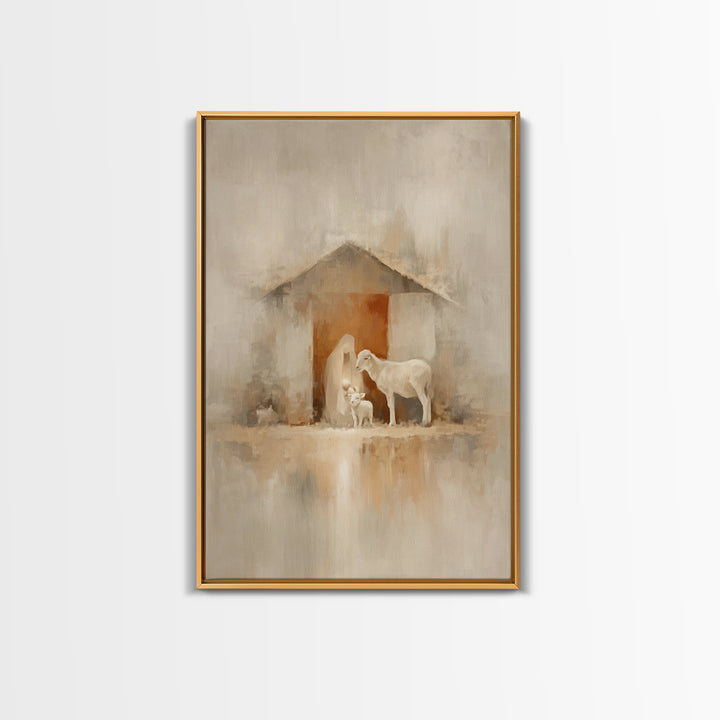 Humble Stable Grace | Framed Canvas Print | Christian Christmas Art | Christian Wall Art | Jesus Christmas Art | Christian Art Canvas