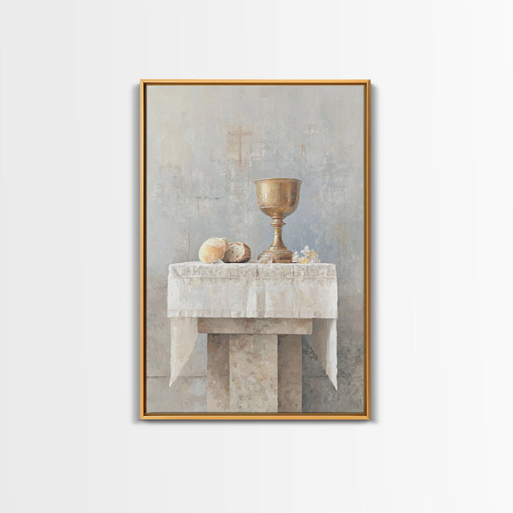 Sacred Communion Table, Framed Canvas Print, Christian Wall Art, Christian Art Painting, Christian Decor For Home, Christian Gift Ideas