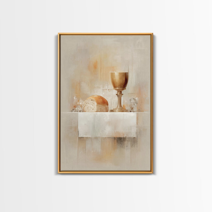 Holy Offering Light, Framed Canvas Print, Christian Wall Art, Minimalist Christian Art, Christian Art Print, Subtle Christian Paintings