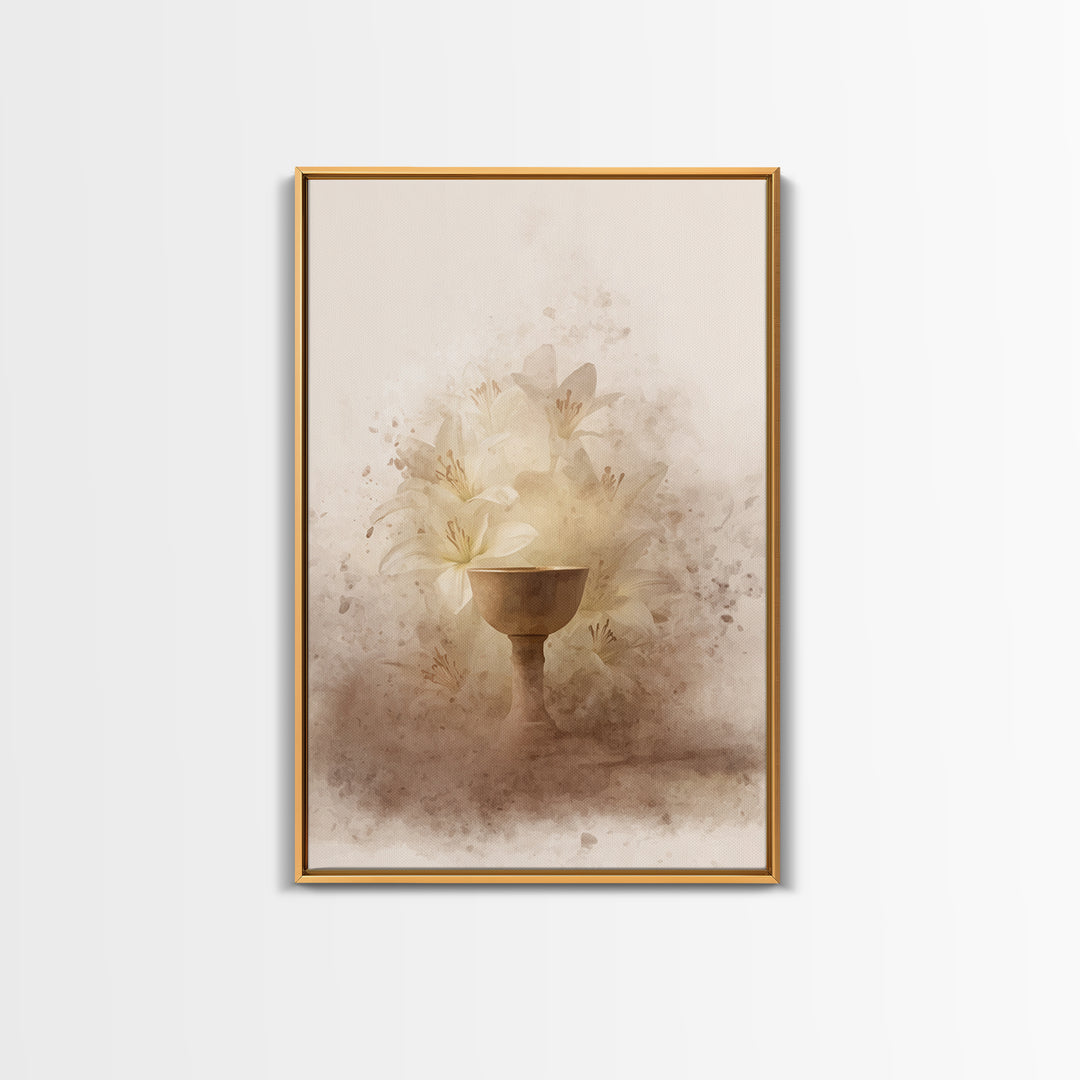 Lily Cup Blessing – Framed Canvas Print – Christian Wall Art – Christian Art Canvas – Unique Christian Art – Christian Decoration