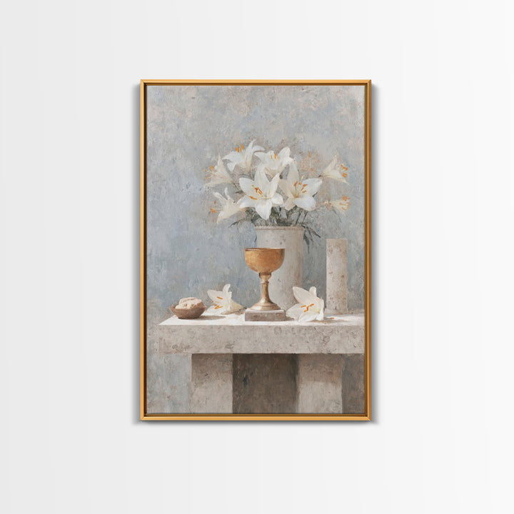 Lily Altar Grace | Framed Canvas Print | Christian Wall Art | Christian Art Painting | Christian Art Canvas | Christian Gift