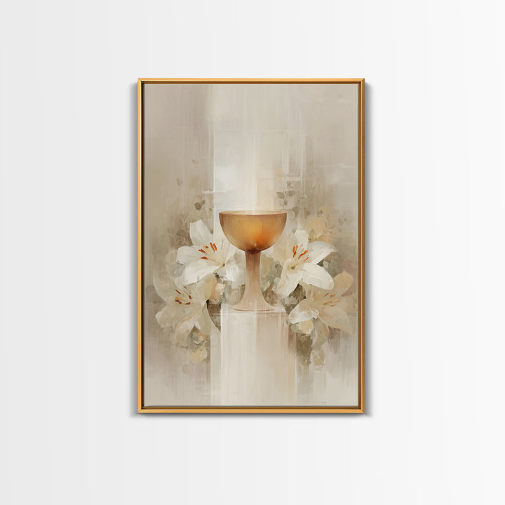Radiant Chalice Bloom, Framed Canvas Print, Christian Wall Art, Christian Art Canvas, Modern Christian Painting, Christian Gift Ideas