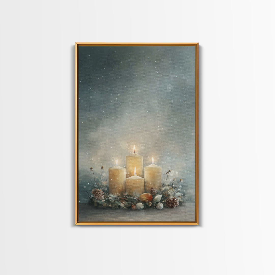 Winter Sanctuary Glow - Framed Canvas Print - Christian Wall Art - Christmas Art - Christian Christmas Art - Christian Decor - Christian Ar