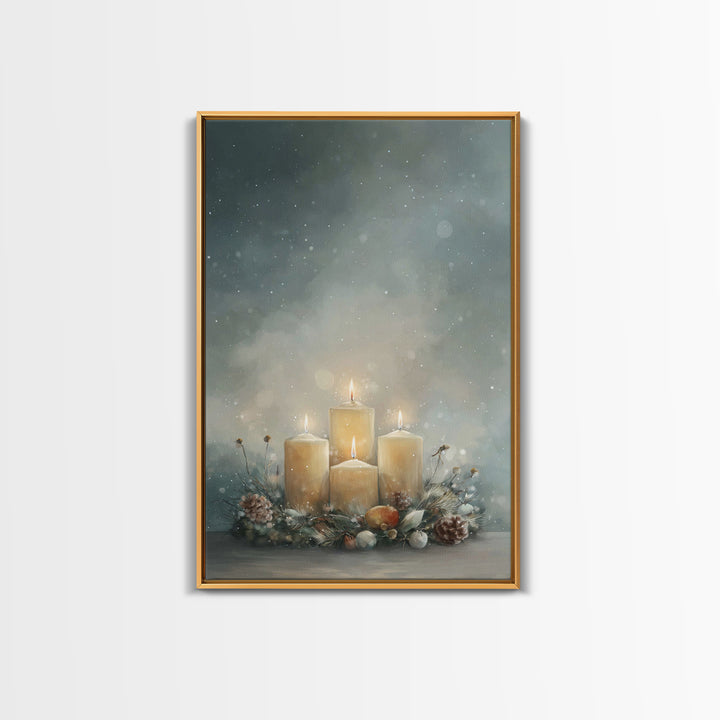 Winter Sanctuary Glow - Framed Canvas Print - Christian Wall Art - Christmas Art - Christian Christmas Art - Christian Decor - Christian Ar