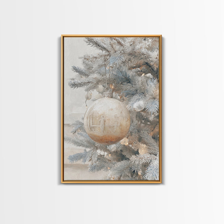 Winter Nativity Sphere – Framed Canvas Print – Christmas Art Prints – Christian Christmas Art – Framed Christmas Wall Art – Christian Decor