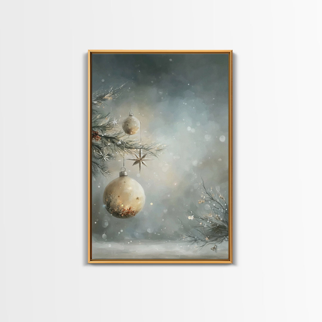 Frosted Star Ornament – Framed Canvas Print – Christmas Art – Christian Christmas Decor – Holiday Art – Christmas Canvas Wall Art – Winter