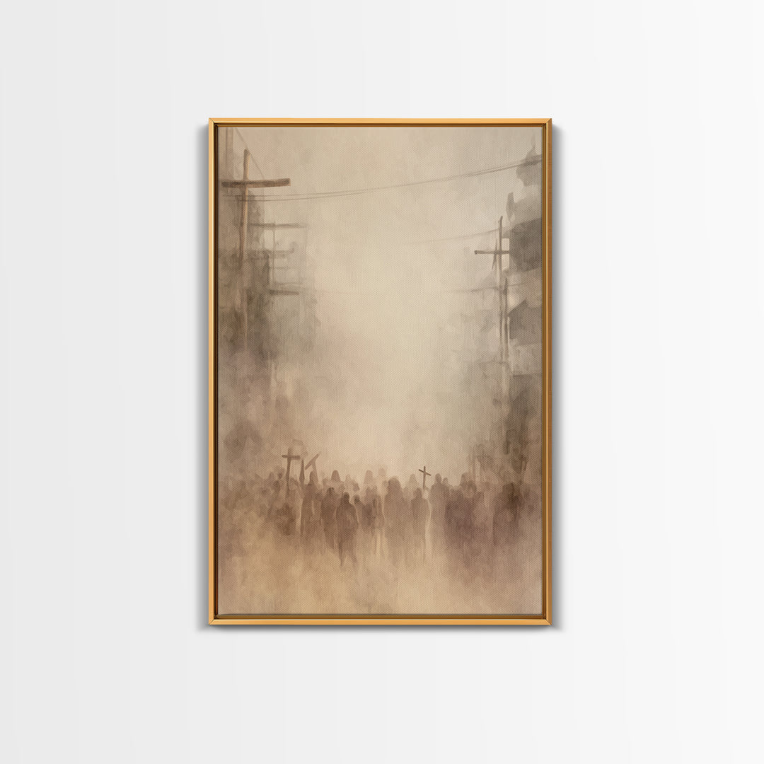 Dust Of Calvary – Framed Canvas Print – Christian Painting – Christian Wall Art – Abstract Christian Art – Moody Christian Art – Large Chri