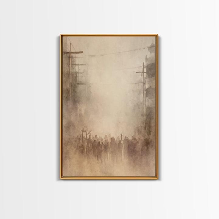 Dust Of Calvary – Framed Canvas Print – Christian Painting – Christian Wall Art – Abstract Christian Art – Moody Christian Art – Large Chri