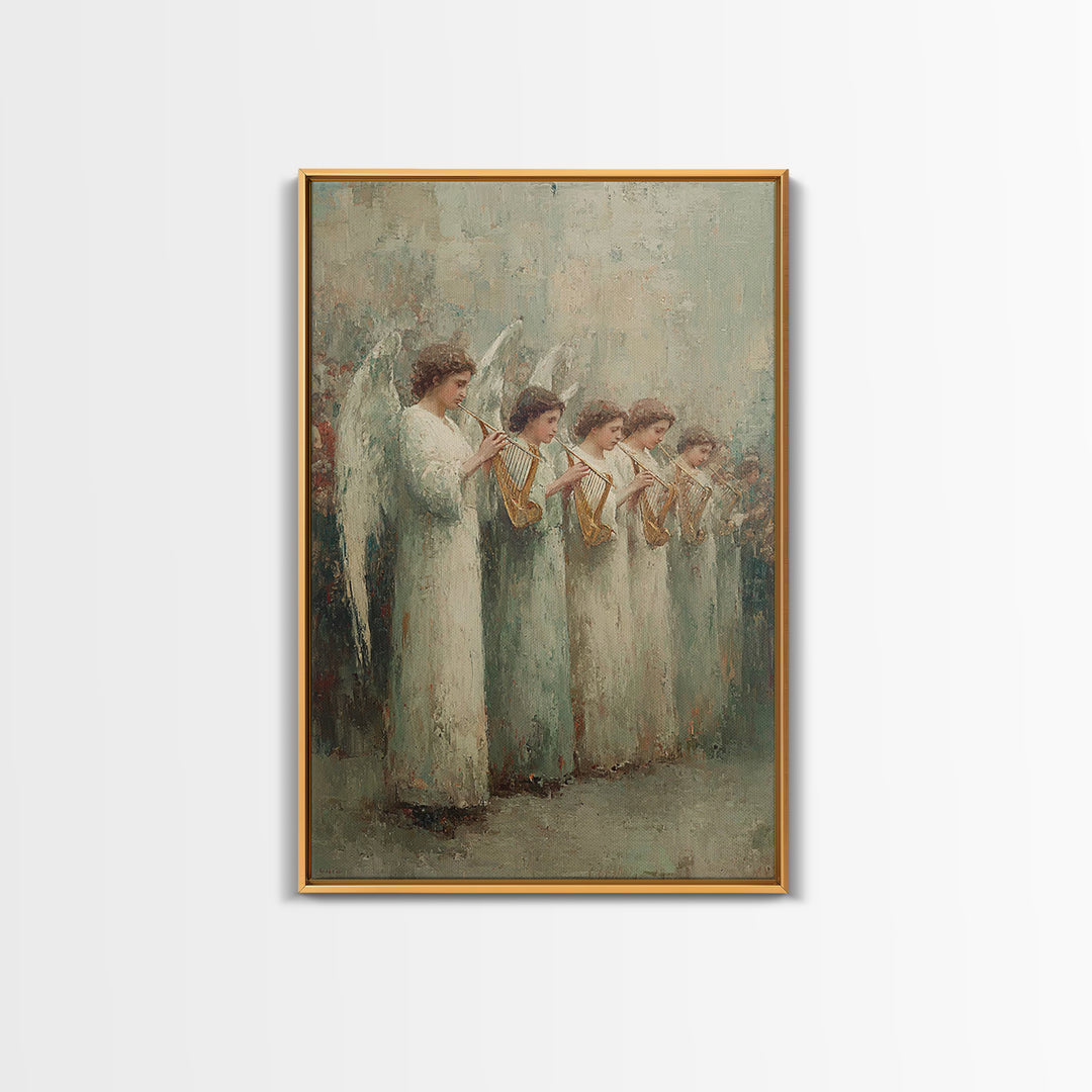 Angel Choir Light – Framed Canvas Print – Christian Art Canvas – Angel Art – Christian Painting – Christian Wall Art – Vintage Christian Ar