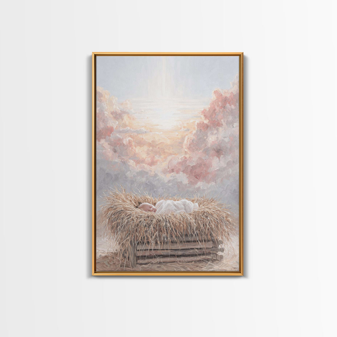Heavenly Dawn – Framed Canvas Print – Christian Art Canvas – Christian Christmas Art – Christian Wall Art – Christian Decor – Christian Gif