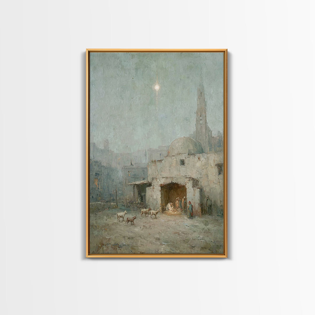 Bethlehem Evening | Framed Canvas Print | Christian Christmas Art | Christian Wall Art | Christian Art Canvas | Christian Decor | Christian
