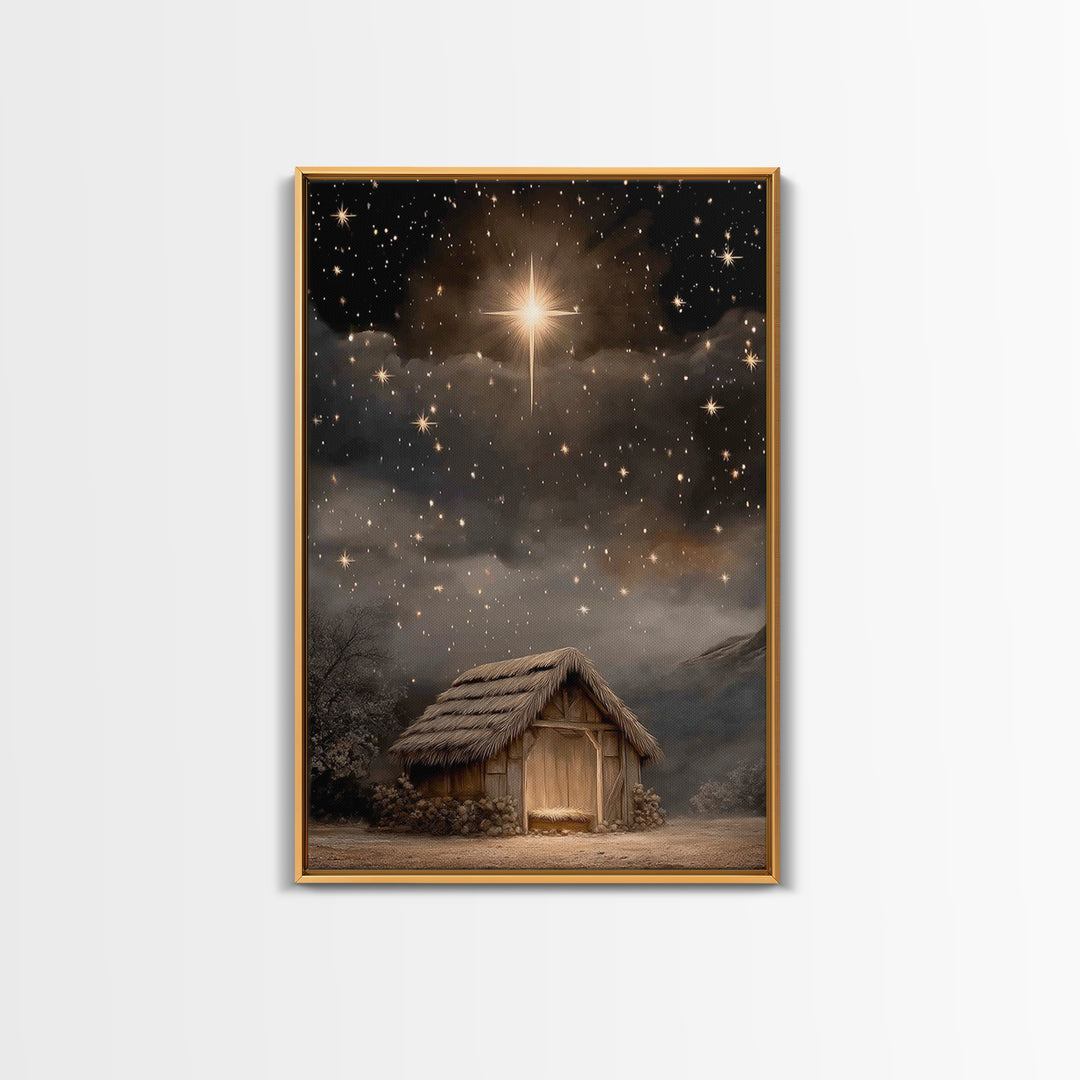Holy Night Star, Framed Canvas Print, Christian Art Canvas, Christian Wall Art, Jesus Christmas Art, Christmas Art Prints, Christian Decor