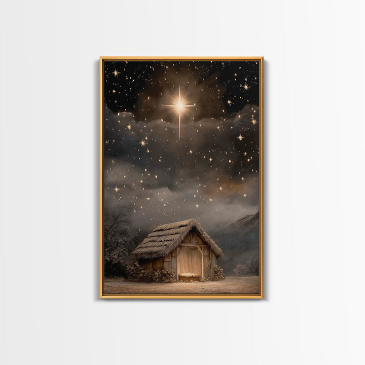 Holy Night Star, Framed Canvas Print, Christian Art Canvas, Christian Wall Art, Jesus Christmas Art, Christmas Art Prints, Christian Decor