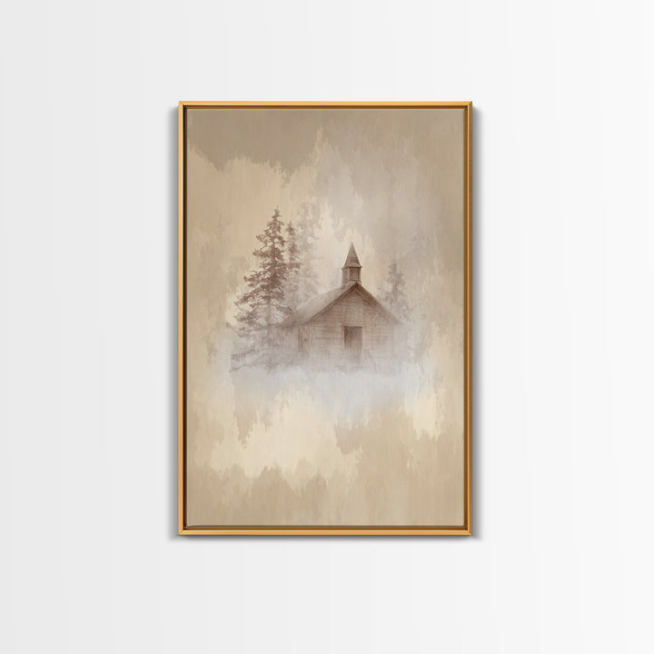 Silent Church | Framed Canvas Print | Vintage Christmas Art | Christian Wall Art | Christian Art Print | Christmas Wall Art | Christian Dec
