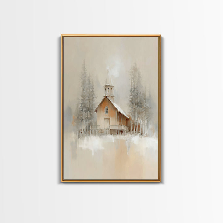 Church In Stillness - Framed Canvas Print - Christian Art Print - Christmas Canvas Wall Art - Christian Art Work - Christian Decor