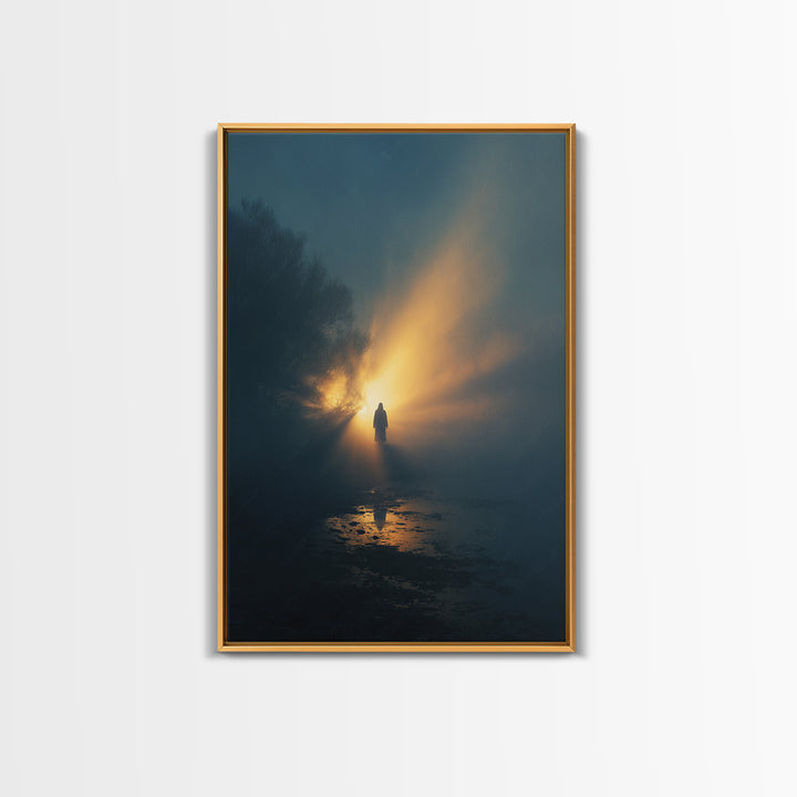 Light Of Hope | Framed Canvas Print | Jesus Painting | Christian Wall Art | Moody Christian Art | Christian Gift Ideas